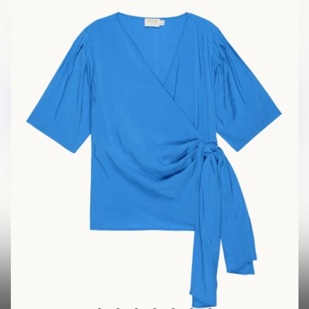 NWT Nation LTD “Luisa” Blue Wrap Top/Blouse. Palace Blue. Size Small. - Picture 5 of 10